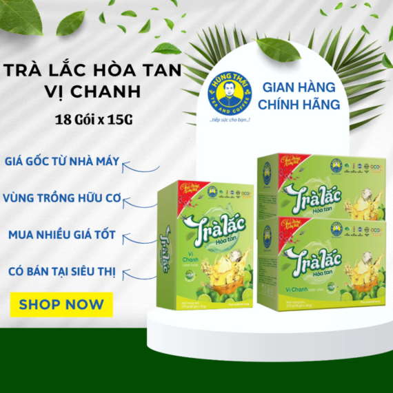 Trà Lắc Hòa Tan Vị Chanh Thức Uống Giải Khát Thanh Nhiệt Đậm Vị Tươi Mát Gói 15g Hộp 18 Và 36 Gói